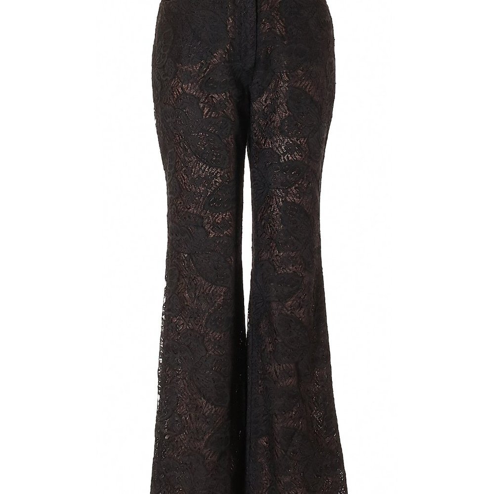 Charles Chang-Lima Black Lace High-Waisted Flare Pants Size 4